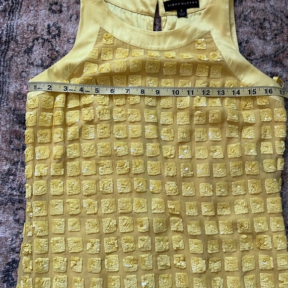 Aidan Mattox Womens Yellow Sequins Dress 6 Prom Homecoming Party Shine Silk Chic - Picture 15 of 17